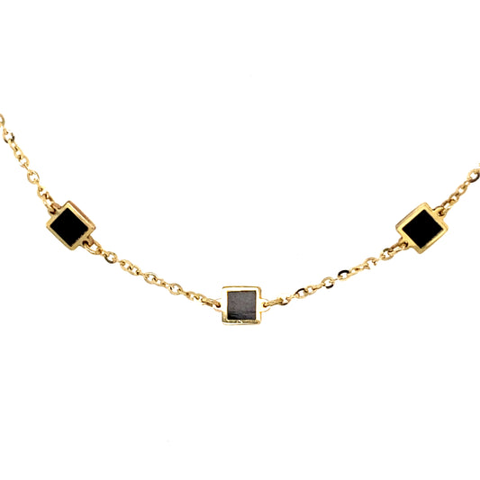 Black Enamel Gold Necklace